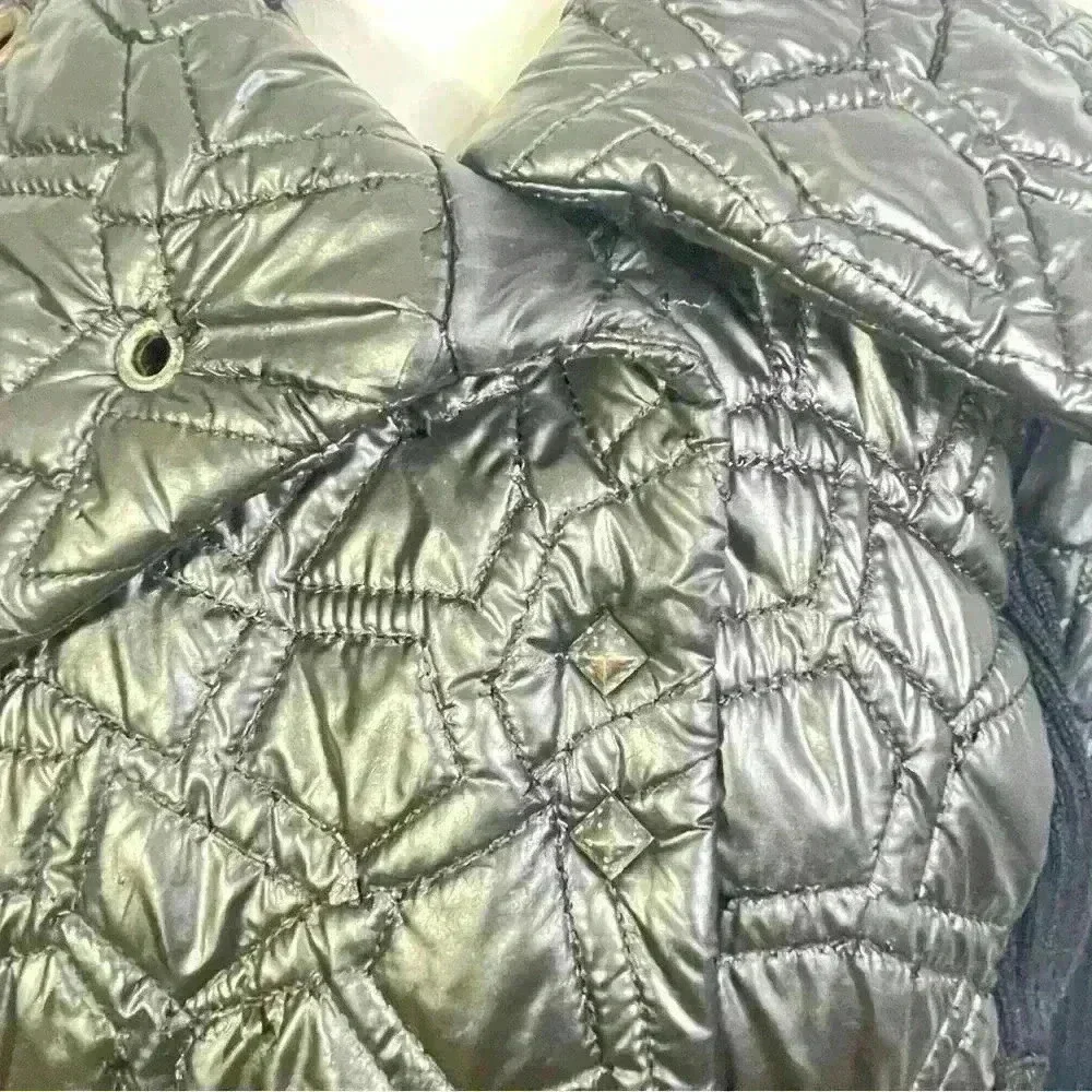 LAFLAMME FOURRURE GLOSSY QUILTED TRENCH GORGEOUS COAT SLEEVES SIZE M - Picture 8 of 16